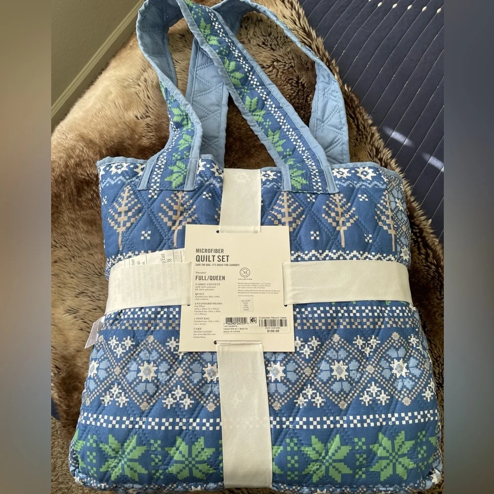 •Martha Stewart Essentials• Microfiber 4pc Quilt Set - Picture 3 of 4